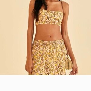 FARM Rio Yellow Floral Crop Top